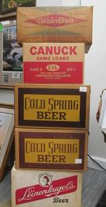 lot 45 image: Old Vintage Cardboard Beer Boxes & Ammo Box