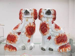 lot 105 image: Pair of Vintage Staffordshire Dogs
