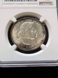 1893 CHICAGO WORLDS FAIR COLUMBIAN EXPO COMMEMORATIVE HALF DOLLAR AU58 NGC
