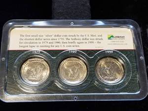 3 COIN UNCIRCULATED SUSAN B ANTHONY SET 1979 1980 1999