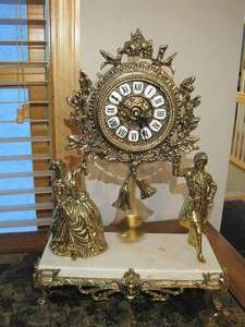 lot 12 image: Marble and Brass Classical Clock.