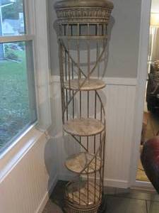 lot 20 image: Spiral iron shelf with 4 marble shelves. 