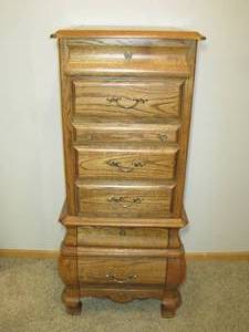 lot 54 image: Oak Lingerie  Jewelry Chest Combination. 