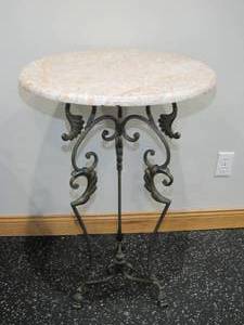 lot 68 image: Plant Stand with Pink Marble Top. 