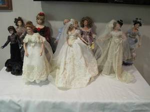 lot 81 image: A collection of 10 Brides and Lady Dolls. 