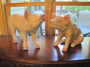 lot 15 image: A pair of large Ceramic Pigs. 