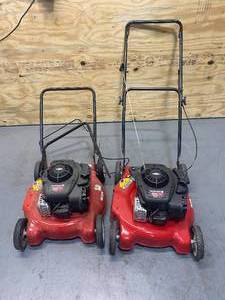 lot 53 image: YARD MACHINES Lot of 2-  20 in. 125 cc OHV Briggs and Stratton Gas Walk Behind Push Mowers
