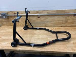 lot 72 image: DONEXT Motorcycle Stand 850LB Sport Bike Rear Wheel Lift Swingarm Paddock Stands Black, U