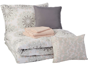 lot 83 image: AMAZON BASICS 8-Piece Bed-in-a-Bag - Soft, Easy-Wash Microfiber - TwinTwin XL, Grey Boho Medallion
