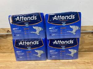 lot 96 image: ATTENDS Lot of 4 Packages of-  Stretch Briefs, Large  X-Large (24 per package)