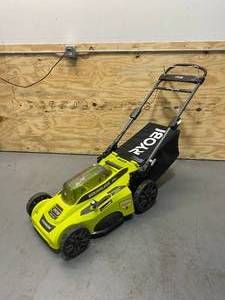 lot 57 image: RYOBI 40V Brushless 20 in. Cordless Battery Walk Behind Push Lawn Mower (Tool Only)