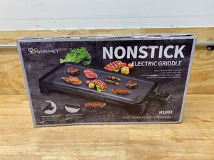 lot 35 image: ALES H1001 Everyday Nonstick Electric Griddle, 1500W Pancake Griddle Indoor BBQ Grill Party Smokeless Griddle Pan,Healthy-Eco,Non-stick Coating,Hassle-Free Clean Up,Black