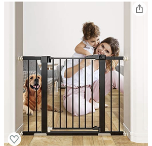 lot 38 image: OTTOLIVES Metal Baby Gate Pet Gate 27-40 Inch Extra Wide Pressure Mounted Dog Gate for Stairs & Doorways Baby Gate with Door Walk Through Easy Step NO Need Tools NO Drilling, Adjustable Size (Black)