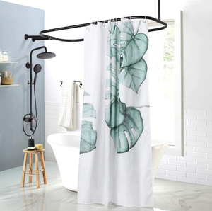 lot 40 image: PRETTYHOME Shower Curtain Rod Hoop Square Shape Bathroom Heavy Duty No Rust Oval Shower Rod 58.3x24 for Clawfoot Tub,for Free Standing Tubs Black