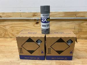 lot 114 image: RUST-OLEUM Lot of 2 Cases of-  American Accents 2X Ultra Cover Satin Spray Paint (Granite) (6 cans per case)