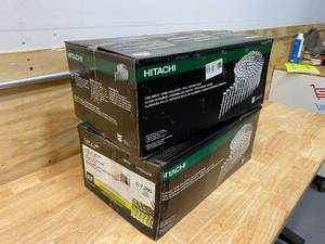 lot 108 image: METABO HPT (was Hitachi Power Tools) Lot of 2 Cases of-  1-12-in 15-Degree Pneumatic Roofing Nails (7200-Count Per Case)