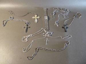 Watch and Cross Necklaces