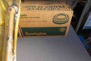 1 Full Case, and 1 Partial Case of Remington Blue Rock Clay Targets With Thrower