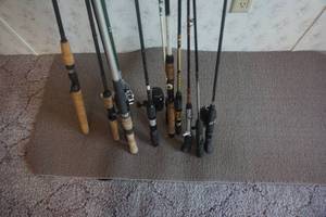 Large Lot of Assorted Fishing Rods