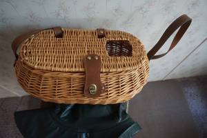 Wicker Fishing Basket With Hat