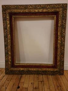 lot 53 image: Stunning Vintage Gold and Red Velvet Baroque Frame 37 x 2.75 x 32