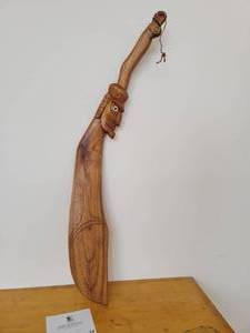 lot 14 image: Rare Vintage Pacific Northwest Coast Native American Hand Carved Wooden Dance Paddle