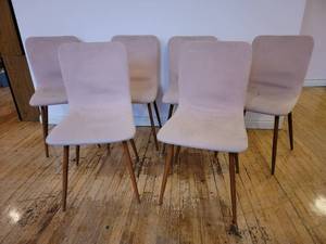 lot 19 image: 6 Commercial Restaurant  Pink Upholstered Dining Chairs 33 x 16 x 16 (Valued $2400)