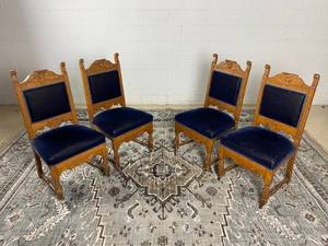 lot 91 image: Four Rare Antique 1937 Hand-Carved Chairs (Valued $3500)