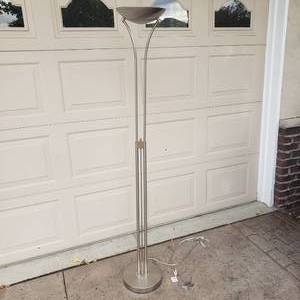 lot 79 image: Modern Brushed Nickel Torchiere Lamp
