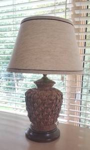 lot 132 image: Woven Basket Pineapple Table Lamps