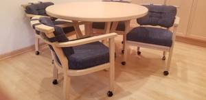 lot 136 image: Peters Game Table with Rolling Celebrity Chairs