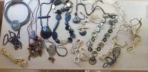 lot 156 image: Bold Costume Jewelry Collection in Silver  Grays  Blues