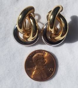lot 20 image: 14K Yellow and White Gold Love Knot Earrings