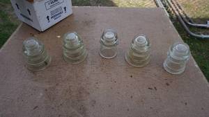 lot 74 image: Five Electrical Insulators