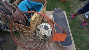 lot 92 image: Skateboard-Soccer Ball-Basketball Hoop-Swings-Baseballs