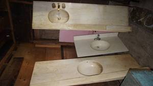 lot 110 image: Three Sink Counter Tops With Back Splash