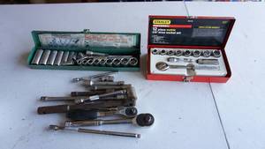 lot 136 image: Cal Hawk 21 Piece 38 Drive Professional Socket Set--Stanley Professional 12 Piece Metric 38 Drive Socket Set--Etc.