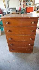 lot 144 image: Five Drawer Wooden Dresser On Casters