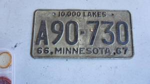 lot 151 image: Vintage 1966-1967 Minnesota License Plate