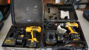 lot 174 image: Two De Walt 12 Volt Drills --Drills Work But The Batteries Are Dead & Dont Work