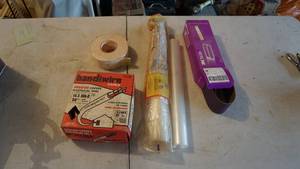 lot 185 image: 50 Feet-14-3  NMB Indoor Copper Electrical Wire-Roll Of Plastic Sheet-3M761D Sandy Belt