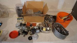 lot 235 image: Lot Of Miscellaneous Nuts-Bolts-Washers-Vintage Metal Fence Post Top