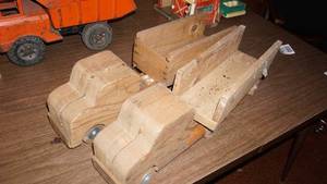 lot 266 image: Two Wood Handmade Semi Trucks