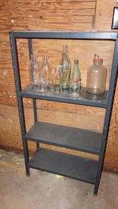 lot 268 image: Four Black Metal Shelves---47 12 Tall  x  14 12 Wide  x  9 12 Deep