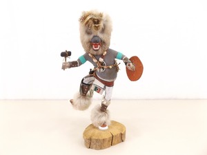 lot 13 image: Artist Signed B. Begay 13 Pueblo Hopi Indian Kachina Gray Wolf