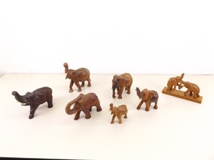 lot 15 image: Collection of 9 etc. Wood Carved Elephants