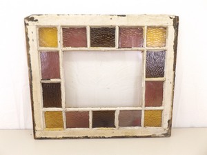 lot 26 image: Antique Wood Framed 28 W x 24 H Stained Glass Window