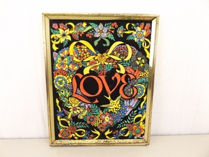 lot 27 image: Vintage 1960s Metal Framed 16 x 20 Fuzzy LOVE Poster