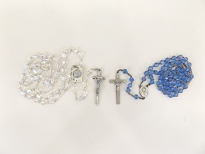 lot 71 image: 2 Vintage Crystal Bead Rosaries Featuring a RARE Relic Rosary