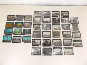lot 99 image: Lot of 40 Antique Magic Lantern 4 x 3.35 Glass Slides